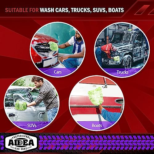 AIDEA Car Wash Mitt Microfiber, 1PK, Car Wash Brush, Green, 7.12''X10.14'' | Scratch Free Lint-Free Premium Chenille Microfiber Mitt, Cleaning Supplies, Regular Size - color: Green, size: 1PK-7.12''X10.14''