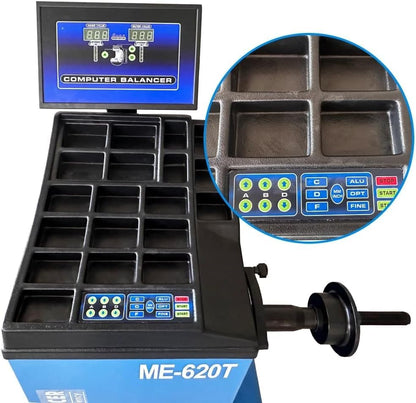 KATOOL ME 2.0HP Tire Machine Combo Double Assit Arm Bead Blaster Tire Changer Machine Wheel Balancer Machine(Blue) - color: Blue
