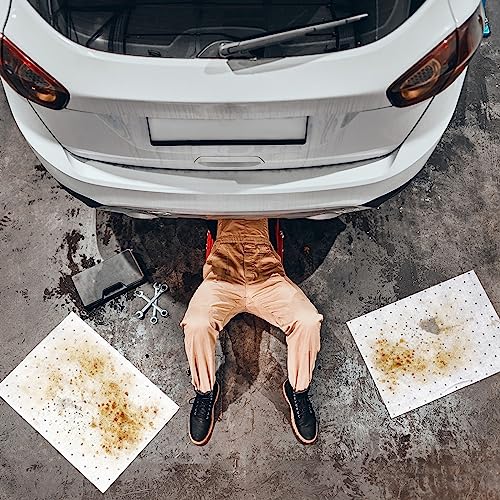 Weewooday 300 Pcs Oil Absorbent Pads Heavy Weight Absorbing Oil Mat for Garage Floor Dimpled Oil Absorbent Pads (White, 13 x 19 Inch)