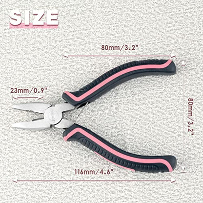 Mini Linemans Pliers Spring Loaded 5 Inches Wire Cutter with Serrated Jaw Chromium Vanadium Steel Construction Mini Combination Pliers for Jewelry Making, Pink Tool for Women - style: Linemans Pliers