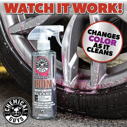 Chemical Guys, Decon Pro Iron Remover & Wheel Cleaner, Fallout Spray, 16 oz | Dissolves bonded iron, brake dust and fallout on wheels, calipers and paint, changing color as it works