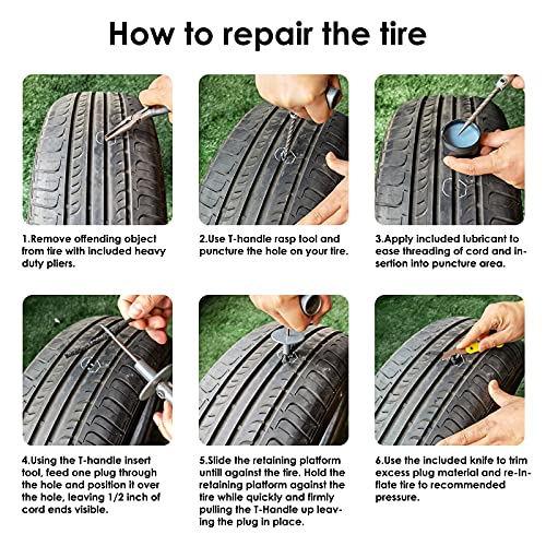 Heavy Duty Tire Repair Kit, 39 Pcs Tire Plug Kit for Car, Motorcycle, Truck, Tractor, Trailer, RV, ATV, ARB, SUV