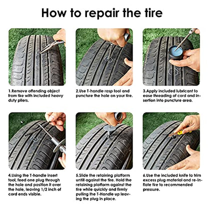 Heavy Duty Tire Repair Kit, 39 Pcs Tire Plug Kit for Car, Motorcycle, Truck, Tractor, Trailer, RV, ATV, ARB, SUV
