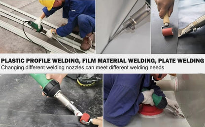 Professional TPO PVC Roofing Hot Air Welding Kit with 1600W Heating Gun, Nozzles, Rollers, Scissors, Professional knee pads, Complete Installation Tools Set (A)