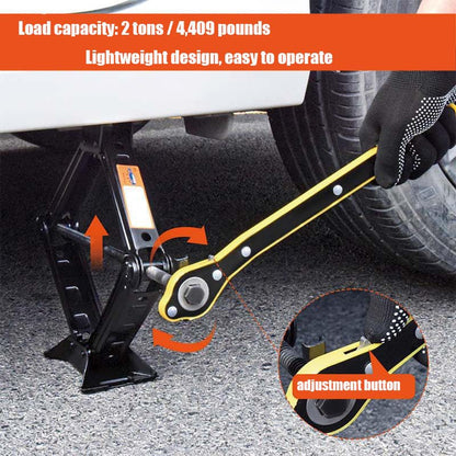 2 Ton Scissor Car Jack Kit for Emergency Flat Tire Change - Portable with Wrench & Gloves