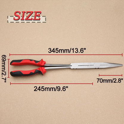 13" Extra Long Needle Nose Pliers, Serrated Jaw, Double-joint | Extended Reach, X Type Straight Long Reach Pliers, for Tight Spaces, Automotive Mechanical Repair, Long Nose Pliers - style: Long Nose