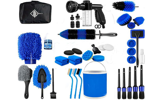 42Pcs Car Detailing Kit, Car Detailing Brush Set, Car Wash Cleaning Kit, Car Detailing Brushes, Professional Car Care Kit for Interior Exterior Wheels, Blue (42) - size: 42
