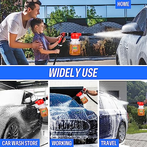 16 IN 1 Car Wash Foam Gun,Adjustable Hose Wash Sprayer for Car/Garden Clean | with 2.5 to 6 Bars Foam Blaster, Garden Hose Car Foam Sprayer, Use with 1/2” Quick Connector, Car Accessories(Clear) - color: Clear