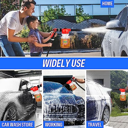 16 IN 1 Car Wash Foam Gun,Adjustable Hose Wash Sprayer for Car/Garden Clean | with 2.5 to 6 Bars Foam Blaster, Garden Hose Car Foam Sprayer, Use with 1/2” Quick Connector, Car Accessories(Clear) - color: Clear