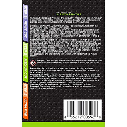 Rolite 3 Step Scratch Removal System for Clear Plastic and Acrylic Surfaces - Heavy Cut, Medium Cut and Ultra Fine Combo Set Removes Scratch and Swirl Marks, 3 - 4 Ounce Bottles