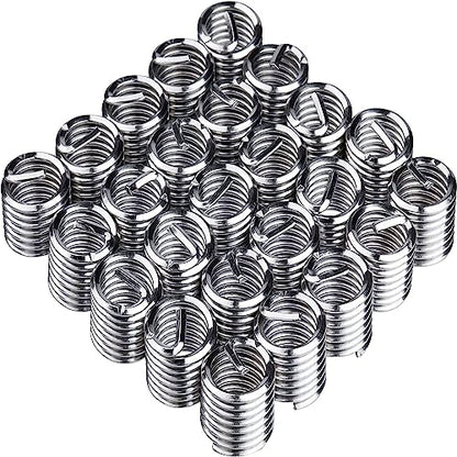 30pcs Thread Repair Kit M8 x 1.25 mm Thread Insertion Metric Striped Thread Repair Drill Tap Hand Tool Kit Helicoil Inserting Tool Thread Recovery Kit