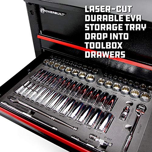 Powerbuilt Master Socket 69 Piece Set, 1/2 Drive, SAE and Metric, 6 and 12 Point, Deep Sockets, Extension Bars, Ratchet - 949006 - size: 1/2-Inch, style: 69 Piece Socket and Ratchet