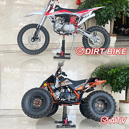 POLARBEAR Dirt Bike Stand Adjustable Jack Stand 1200Lbs Capacity Engine Stand Vertical Rise Easy Operated for ATV Dirt Bike Maintenance Lightweight(Black) - color: Black