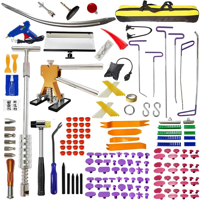 M16 Big Size Slide Puller,190 PCS Paintless Dent Removal tools Kit,Auto Body Hail Removal Tool, Bodywork Dings Dent Puller Remover kit,A Complete Car Dent Repair Tools Set for Professional Auto Repair - size: 190PCS