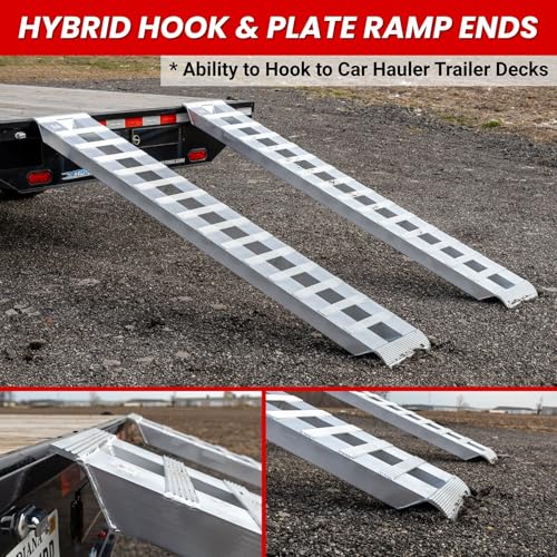 GEN-Y Hitch Heavy Duty Aluminum Loading Ramps - Set of 2, 6 Foot Long x 14 Inches Wide, 6000 lbs Capacity, Hybrid Hook and Plate Ends, Serrated Cross Rungs for Maximum Traction - size: 6'