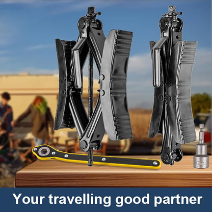2Pcs Camper Wheel Chock Stabilizer, X Chocks for Travel Trailer | Heavy Duty RV Wheel Chocks with Ratchet And Socket for 3.5"-12" Wheel Gaps