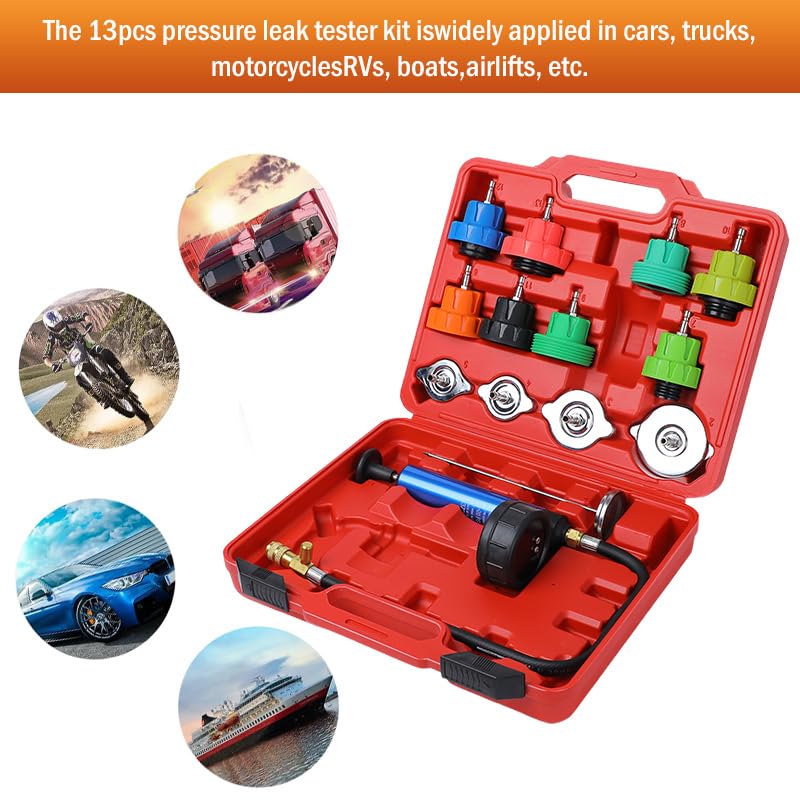 14pcs Cooling System Pressure Tester kit Automotive Radiator Pressure Tester for Motorcycle Car Truck