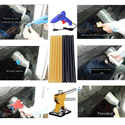 GLISTON Paintless Dent Repair Glue Sticks Hot Glue Sticks Paintless Dent Repair Tool for Car Repair Dent Remover Tool Set - 10 PCS Black - color: black