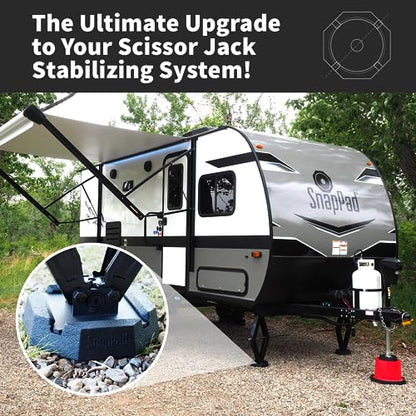 SnapPad SnapJack™ SJ (Pack of 4) | Two-Point Trailer Jack Stands Featuring 5.5" Metal Foot | Adds 61% Additional Surface Area, 3.79 lbs. Per Pad & 7.25" Total Width | Must-Have RV Accessories - size: SnapJack 4PK