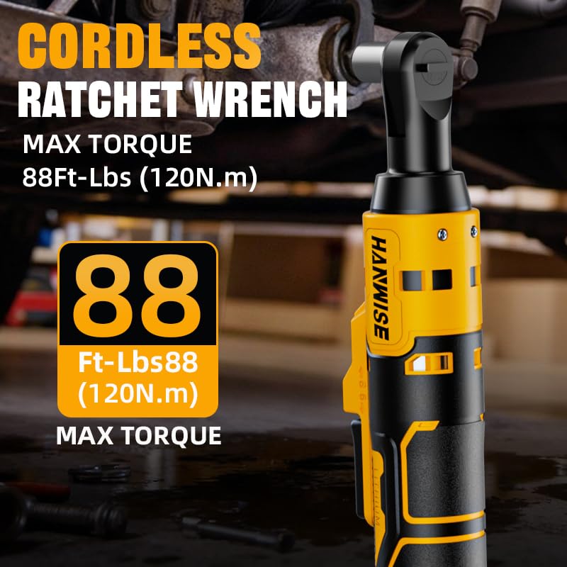 Cordless Electric Ratchet Wrench Set, Lithium-Ion Heavy-Duty Automotive Mechanic Tool Kit with 2×2.0Ah Batteries, Charger, LED Work Light & 9 Sockets for Auto Repair & Engineering Projects