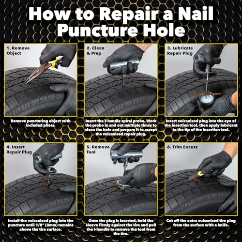 Silverback Automotive Tire Plug Kit for Car, Truck, Off-Roading, 4x4's, Motorcycle, Trailers, ATV, Tractor, Jeep. Professional-Grade Tire Repair Kit with Plugs. Heavy Duty Tire Repair Kit.