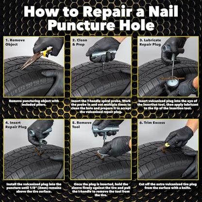 Silverback Automotive Tire Plug Kit for Car, Truck, Off-Roading, 4x4's, Motorcycle, Trailers, ATV, Tractor, Jeep. Professional-Grade Tire Repair Kit with Plugs. Heavy Duty Tire Repair Kit.