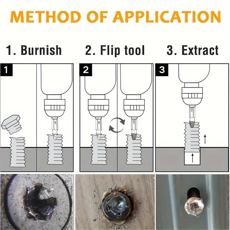 6Pcs Damaged Screw Extractor Drill Bit Set Double End Easily Remove Broken Stripped Screw Bolt for DIY Automotive Home Repair