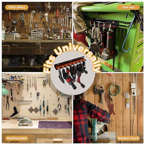 Air Tool Holder, Air Tool Rack for Garage Walls and Tool Cart Storage Organizer，Wall Mounted Lockable Pneumatic Tool Hanger for Air Compressor Tools, Pneumatic Nail Gun, Black-8 Slots - style: 8 Slots Air Tool Holder