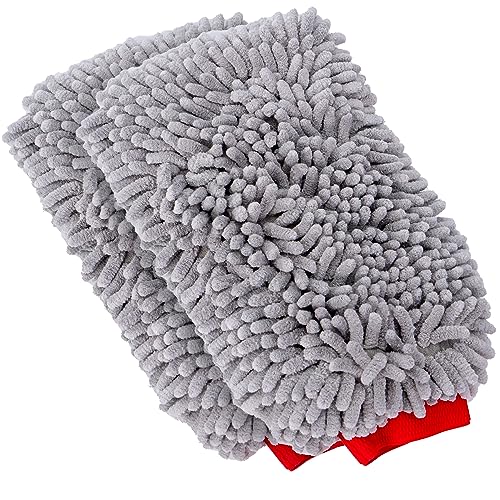 MOTHERS Premium Chenille Car Wash Mitt, Scratch and Lint Free, 2 Pack - style: 2 Pack