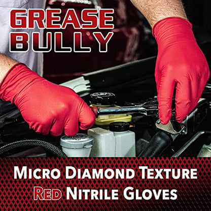 EPPCO Grease Bully 7-Mil Red Nitrile Gloves Disposable Powder Free, Latex Free Textured Superior Grip Glove for Mechanics - style: Medium, Case of 1000
