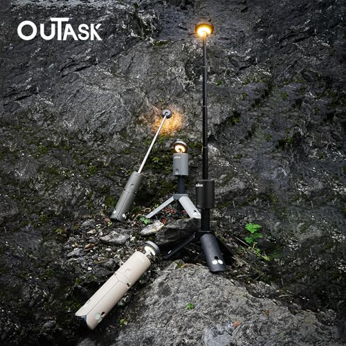 Outask Camping Light Telescopic, Collapsible Magnetic Camping Lantern with 12000mAh Battery, Telescoping IPX6/IPX7 Waterproof Flashlights, Camping Lamp for Emergency, Camping, Hiking - color: Black