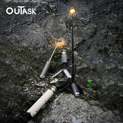 Outask Camping Light Telescopic, Collapsible Magnetic Camping Lantern with 12000mAh Battery, Telescoping IPX6/IPX7 Waterproof Flashlights, Camping Lamp for Emergency, Camping, Hiking - color: Black