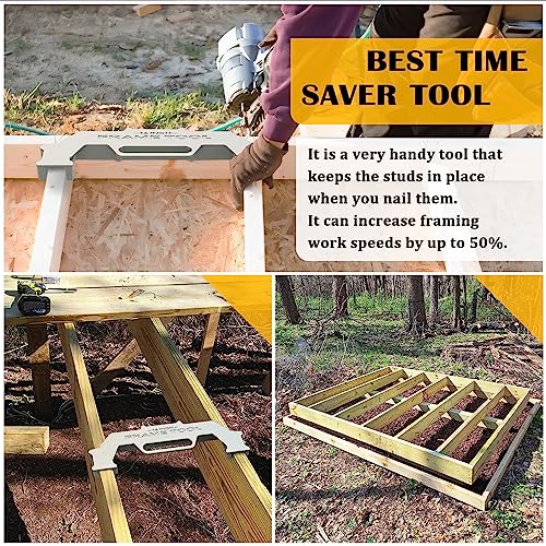 Framing Tools,16 Inch On-Center Stud Layout Tool,100% Cast Aluminum Framing Spacing Tool,Premium Wall Stud Framing Tool,Precision Measurement Jig Tool For Framing Wall - size: 1 Pack