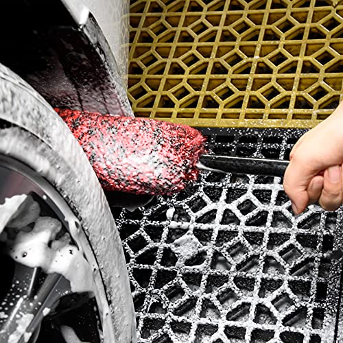 Soft Brsuh Wheel Brushes Set (3 Pack) - 3 Szie Synthetic Soft brsuhie Brush, 1x Car Detail Brush, Wheel Soft brsuhies Cleaning Brush for Car Rim Wheel Washing… - color: Red Handle