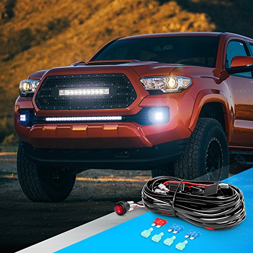 Nilight LED Light Bar Wiring Harness Kit 16AWG 12V On Off Waterproof Switch Power Relay Blade Fuse-2 Lead,2 Years Warranty (10020W), Black, Red, Blue, Green - color: 16AWG-2 Lead