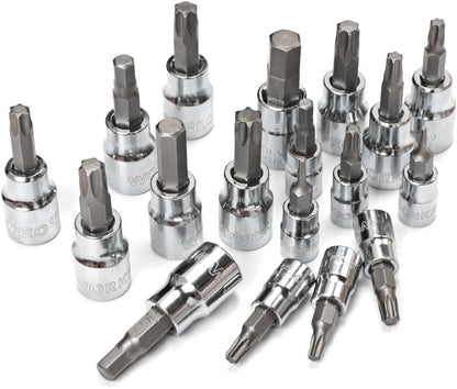 WORKPRO 450-Piece Drive Socket Set 1/2" 1/4" 3/8", CR-V Metric and Imperial with Quick-Release Ratchet Wrench, Spanners, Bits Set, Mechanics Tool for Car Repair