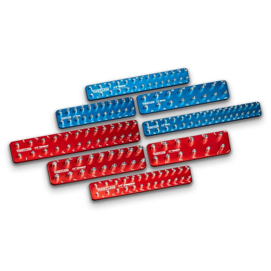 Westling USA Premium Aluminum Starter 8 Piece Socket Tray/Organizer Set, Holds 152 Standard and Metric Sockets (Red/Blue, 2 Row) - color: Red/Blue, size: 2 Row