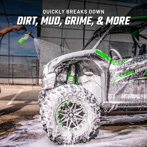Slick Products Premium Foam Cannon Wash Kit with Hybrid Ceramic Off-Road Wash 64oz, Premium Cannon and Scrub Brush – High-Foaming Pressure Washer Kit for Cars, Trucks, ATVs & UTVs