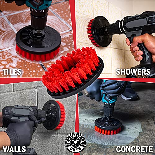 Chemical Guys, Heavy Duty Spinner Multi-Surface Drill Brush, Red, Scrubber | Powered drill brush scrubs heavy dirt and grime from grout, tubs, tires and mats, fits any standard drill - style: Heavy Duty