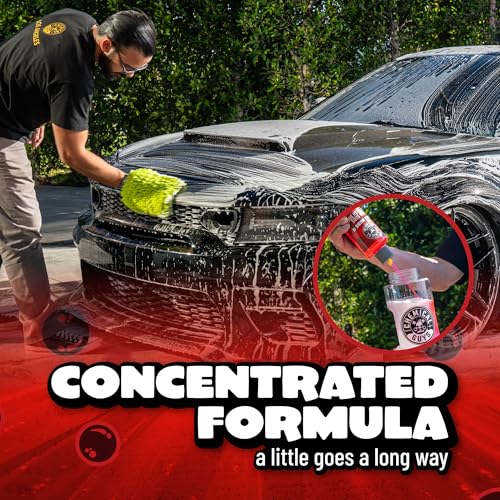 Chemical Guys Maxi Suds II Cherry Scent Car Wash Soap and Chenille Microfiber Wash Mitt Bundle, High Foam Shampoo for Foam Cannons, Guns, and Buckets, Safe for All Paint - 16 Fl Oz - size: 16 Fl Oz (Pack of 1), style: With Microfiber Towel