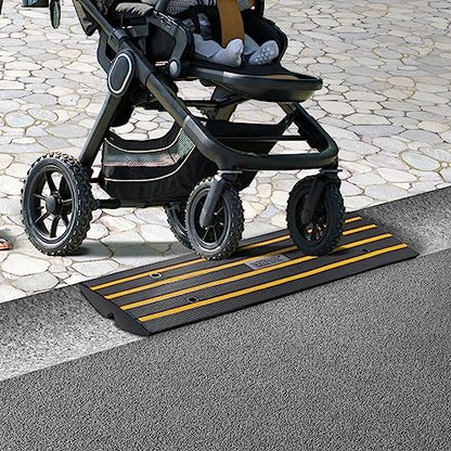 VEVOR Car Driveway Rubber Curb Ramps Heavy Duty 33069lbs Capacity Threshold Ramp 2.6 Inch High Cable Cover Curbside Bridge Ramp for Loading Dock Garage Sidewalk (1-Channel, 1Pack-Curb Ramp) - size: 2.6" Rise (1-Pack, 1-Channel)