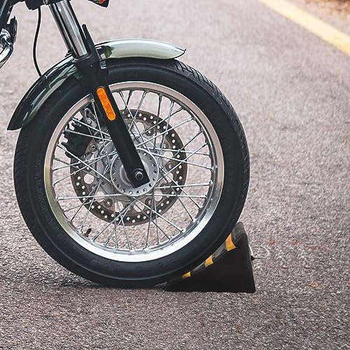 Happyyami Car Automotive Wheel -skid Blocks Oil Changing Ramps Tyre Saver Stoppers Vehicle Wheel Chocks Wheel Chocks for Travel Trailers Chock Block for Truck Heavy Wheel Rubber Tire