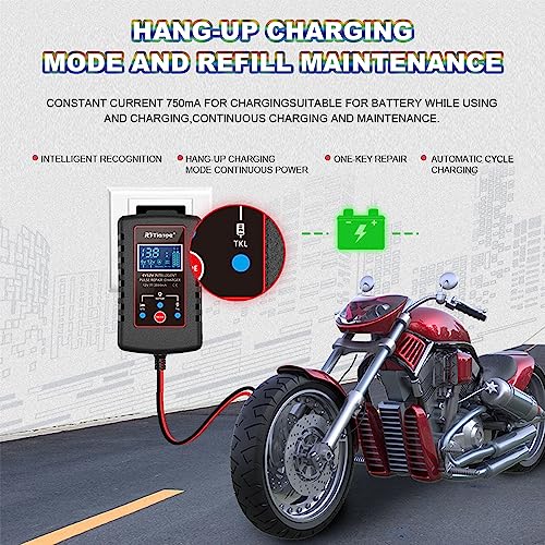 Upgraded 2Amp Car Battery Trickle Charger 6V/12V Smart Fully Automatic 3 Mode Battery Charger Maintainer, Battery Desulfator for Lawn Mower, Motorcycle, Car, Boat, Marine Lead Acid Batteries