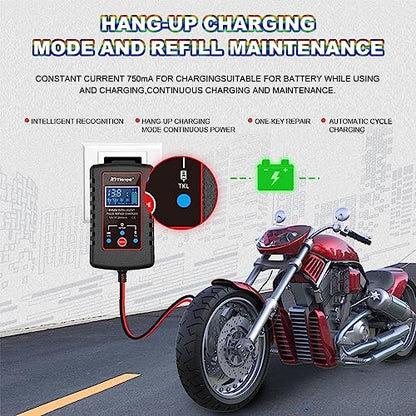 Upgraded 2Amp Car Battery Trickle Charger 6V/12V Smart Fully Automatic 3 Mode Battery Charger Maintainer, Battery Desulfator for Lawn Mower, Motorcycle, Car, Boat, Marine Lead Acid Batteries