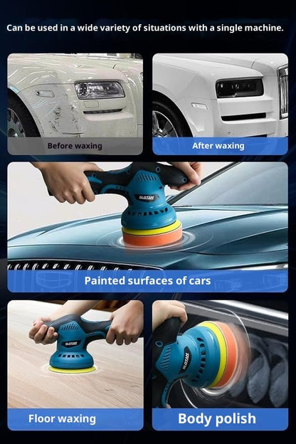 Cordless Car Buffer Polisher,5500RPM Cordless Car Polishing Machine with 2x21V Rechargeable tteries,21 PCS Attachments&8 Variable Speed,Polisher for Car Detailing Scratch Removing, Polishing