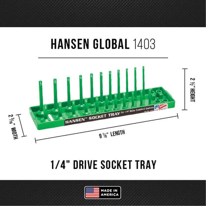 Hansen Global 92001 SAE & Metric, 2-Row Socket Tray Set - 6-Pieces, Green - color: Green