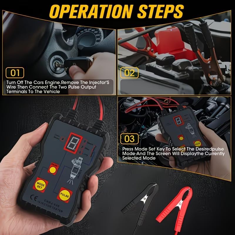 Fuel System Scan Tool Automotive Cleaning Tool Kit Injector Flush Cleaner Car Fuel Injector Tester Portable 4 Pluse Mode
