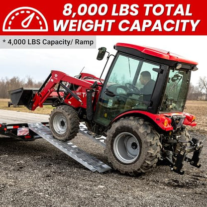 GEN-Y Hitch Heavy Duty Aluminum Loading Ramps - Set of 2, 14 Feet Long x 15 Inches Wide, 8000 LBS Capacity, Hybrid Hook and Plate Ends, Serrated Cross Rungs for Maximum Traction - size: 14'