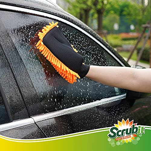 SCRUBIT 2 Pack Car Wash Mitt – Scratch-Free Car Sponges for Washing, Dual Sided Wash Mitts for Car Washing - Premium Car Washing Sponge for Cars, Trucks, and Boats