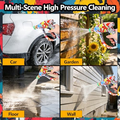 Pressure Washer Short Gun 4000 PSI High Pressure Power Washer Gun with M22-14mm Inlet and 1/4 Inch Quick Connector Heavy Duty Spray Gun for Foam Cannon Car Wash - color: Graffiti-Gun Only